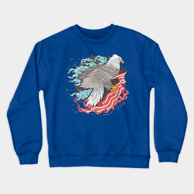 eagle USA flag fire Crewneck Sweatshirt by Mako Design 